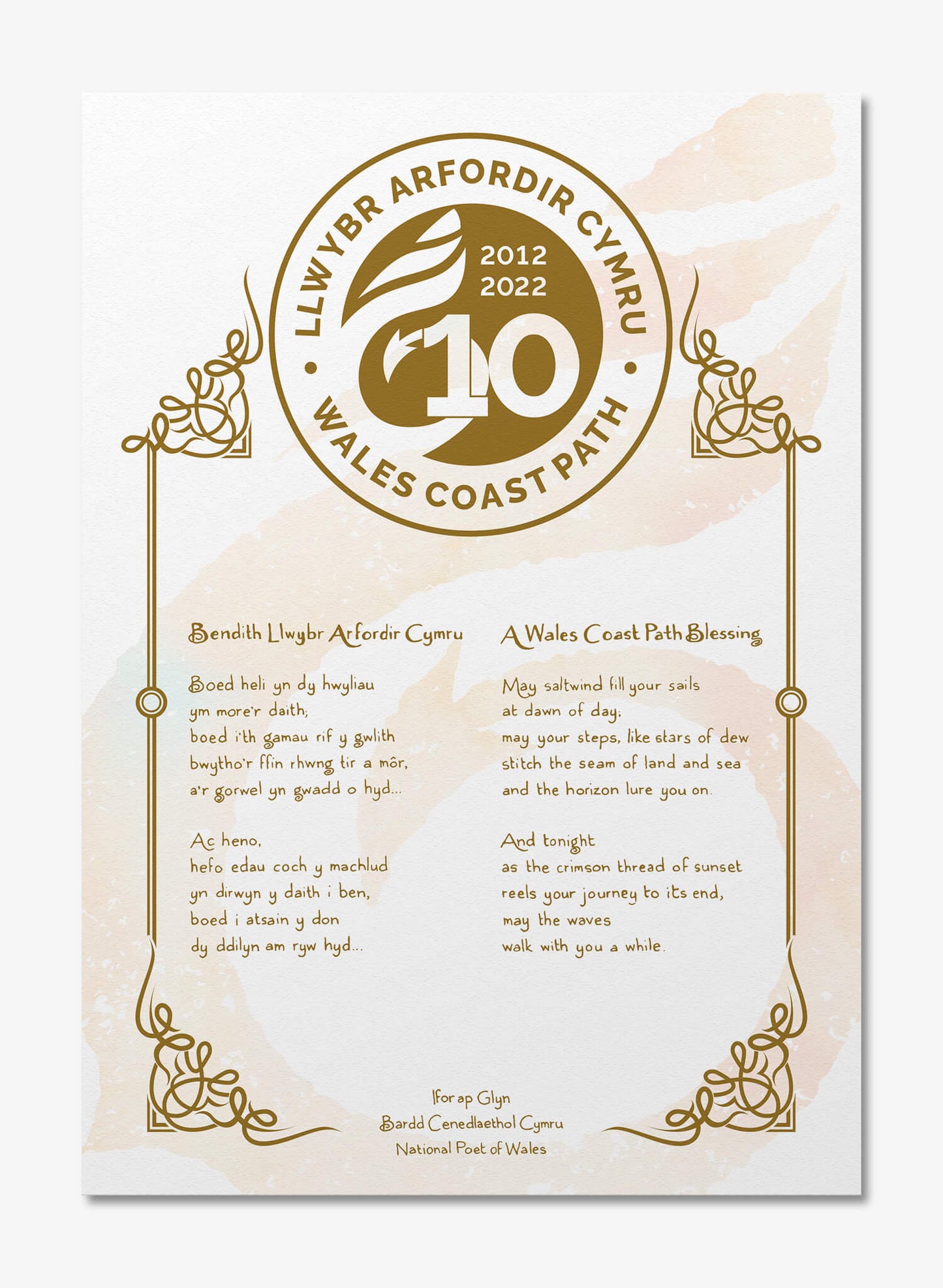A3 sized print of Wales Coast Path blessing