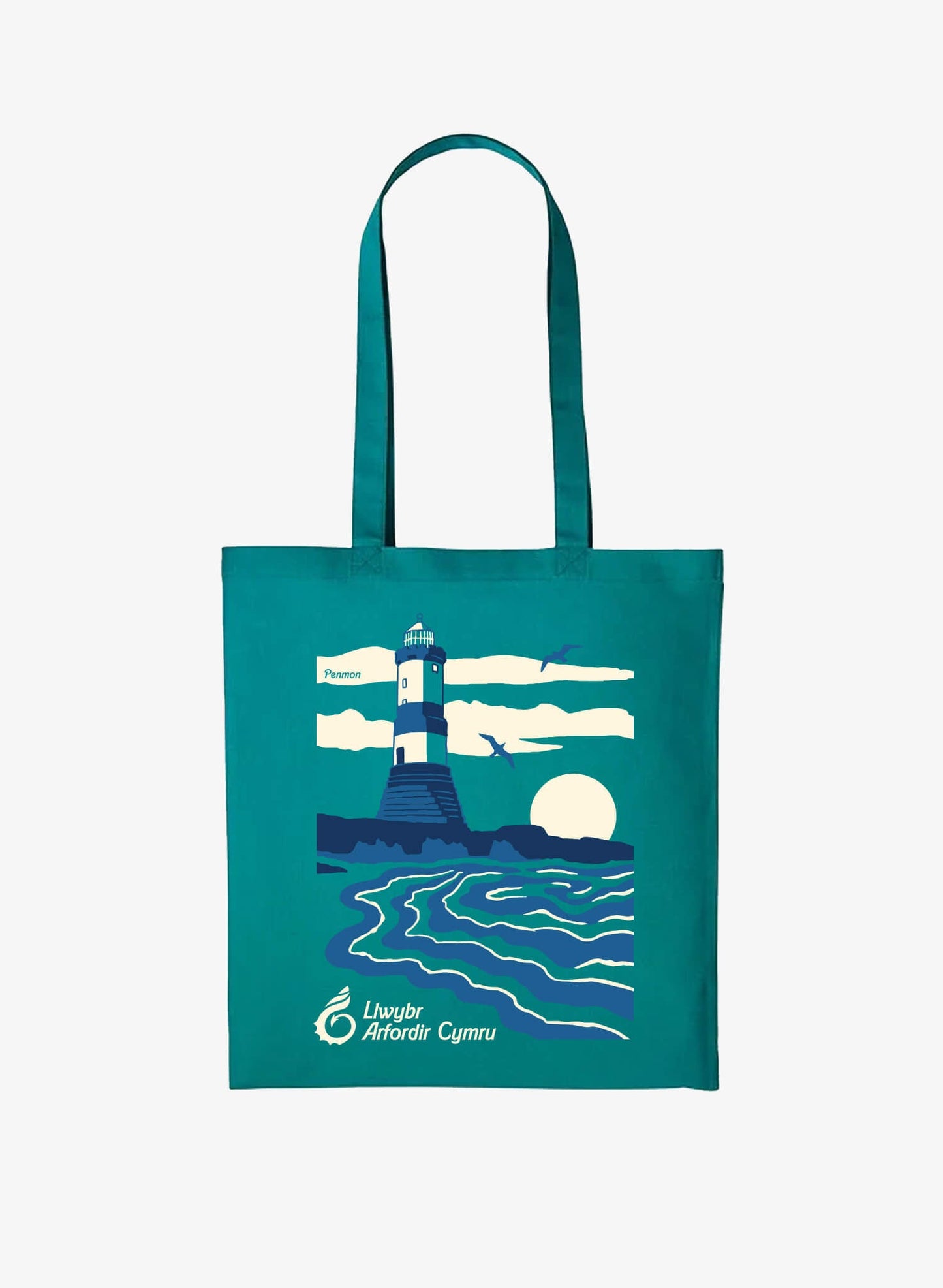 Lighthouse Cotton Shopper - Jade - Welsh - Wales Coast Path