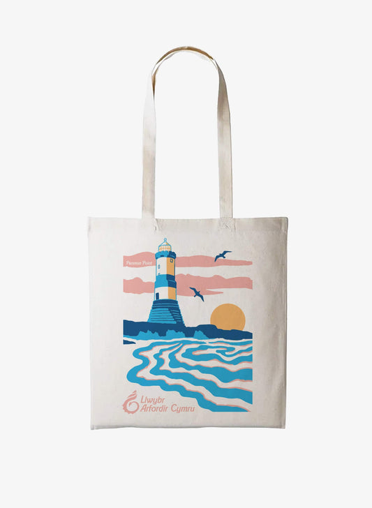 Lighthouse Cotton Shopper - Natural - Welsh - Wales Coast Path