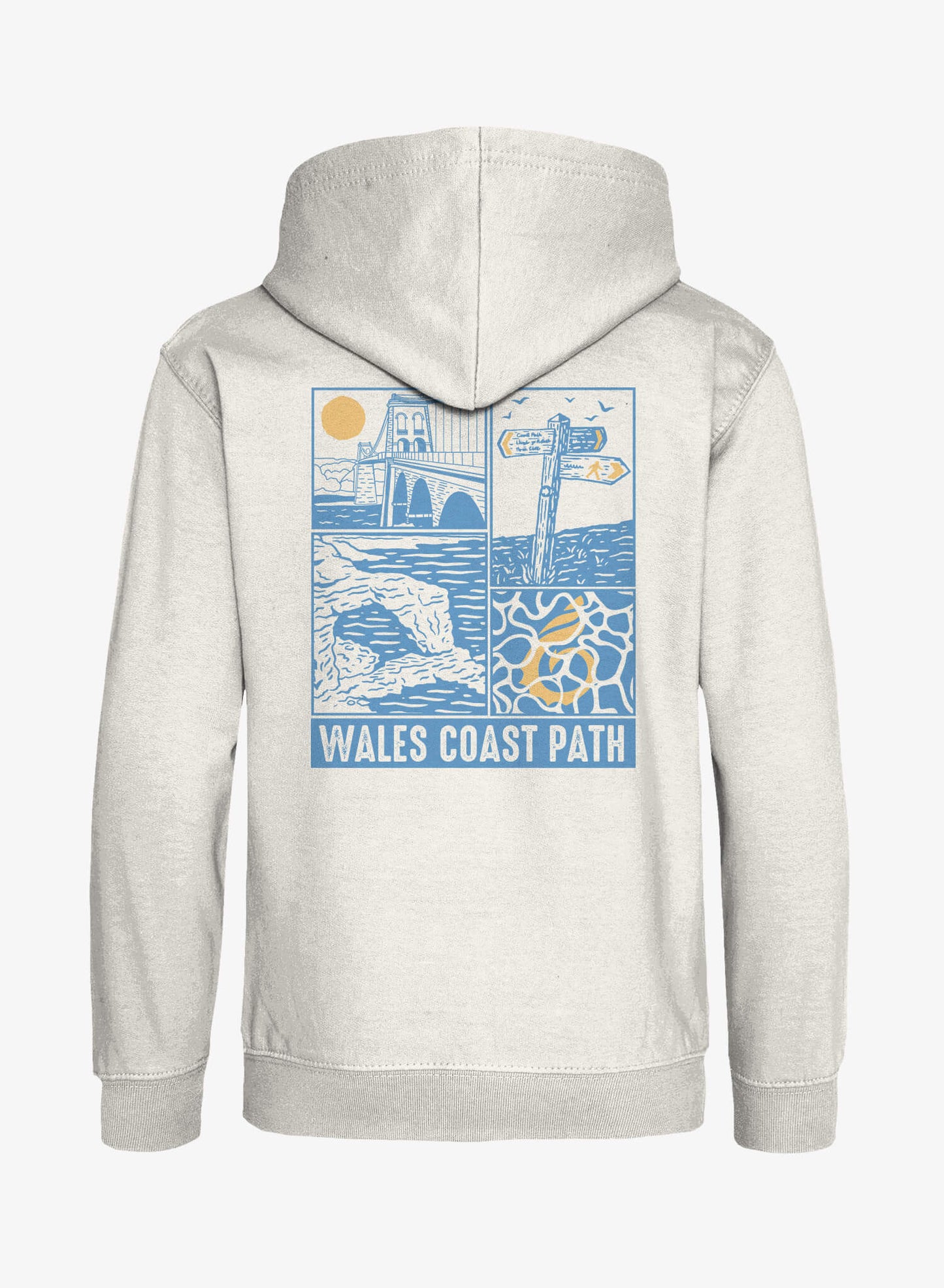 Coastal Scenes Hoodie -Vanilla Milkshake -Back - Wales Coast Path