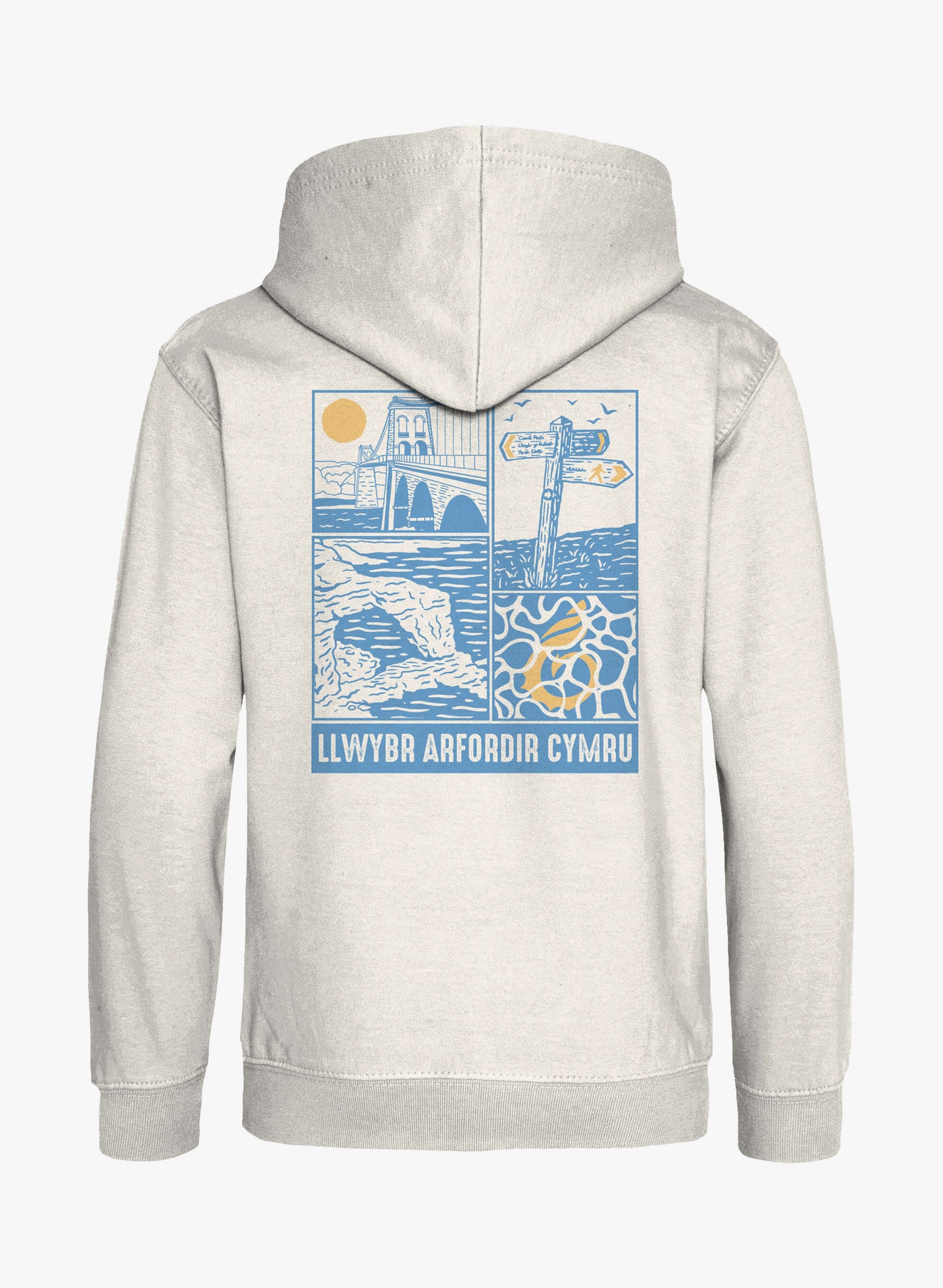 Coastal Scenes Hoodie - Vanilla Milkshake - Back - Welsh - Wales Coast Path
