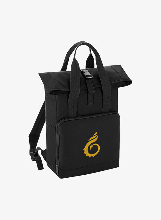 Wales Coast Path Roll Top Backpack - Black