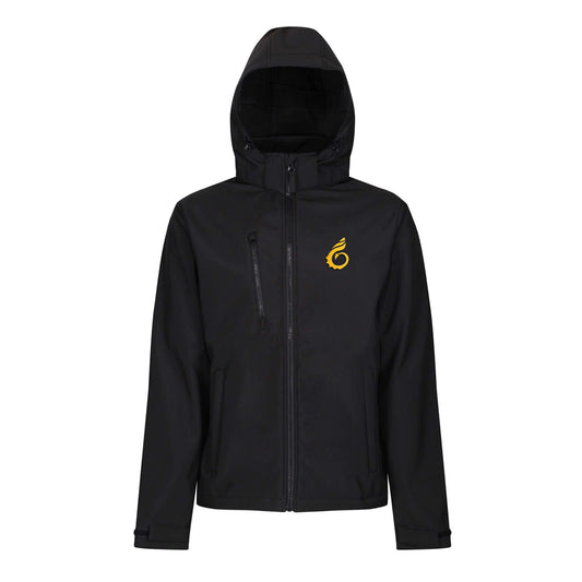 3-Layer Softshell Jacket with Hood - Black - Wales Coast Path