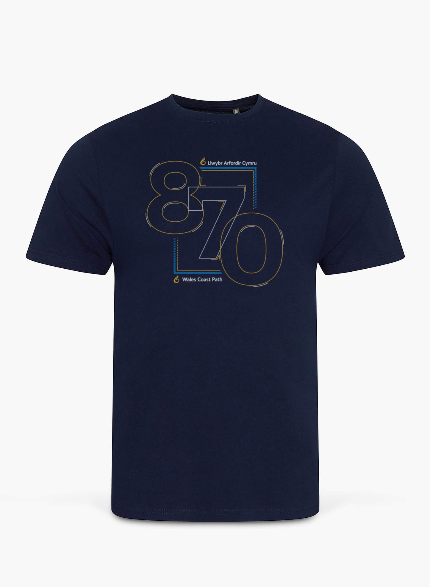 Wales Coast Path 870 design on navy unisex t-shirt