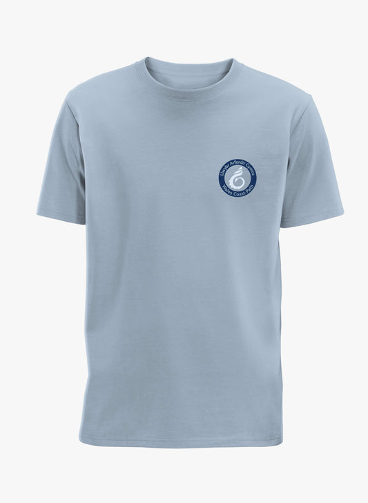 Coastal Scenes T-Shirt - Mineral Blue - Front - Welsh - Wales Coast Path