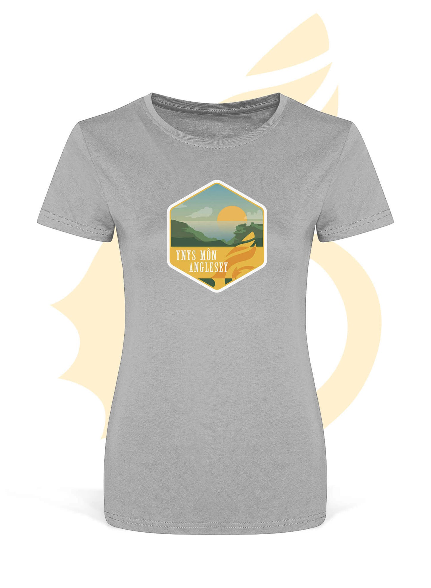 Grey Wales Coast Path Anglesey womens fitted t-shirt made from 100% organic cotton