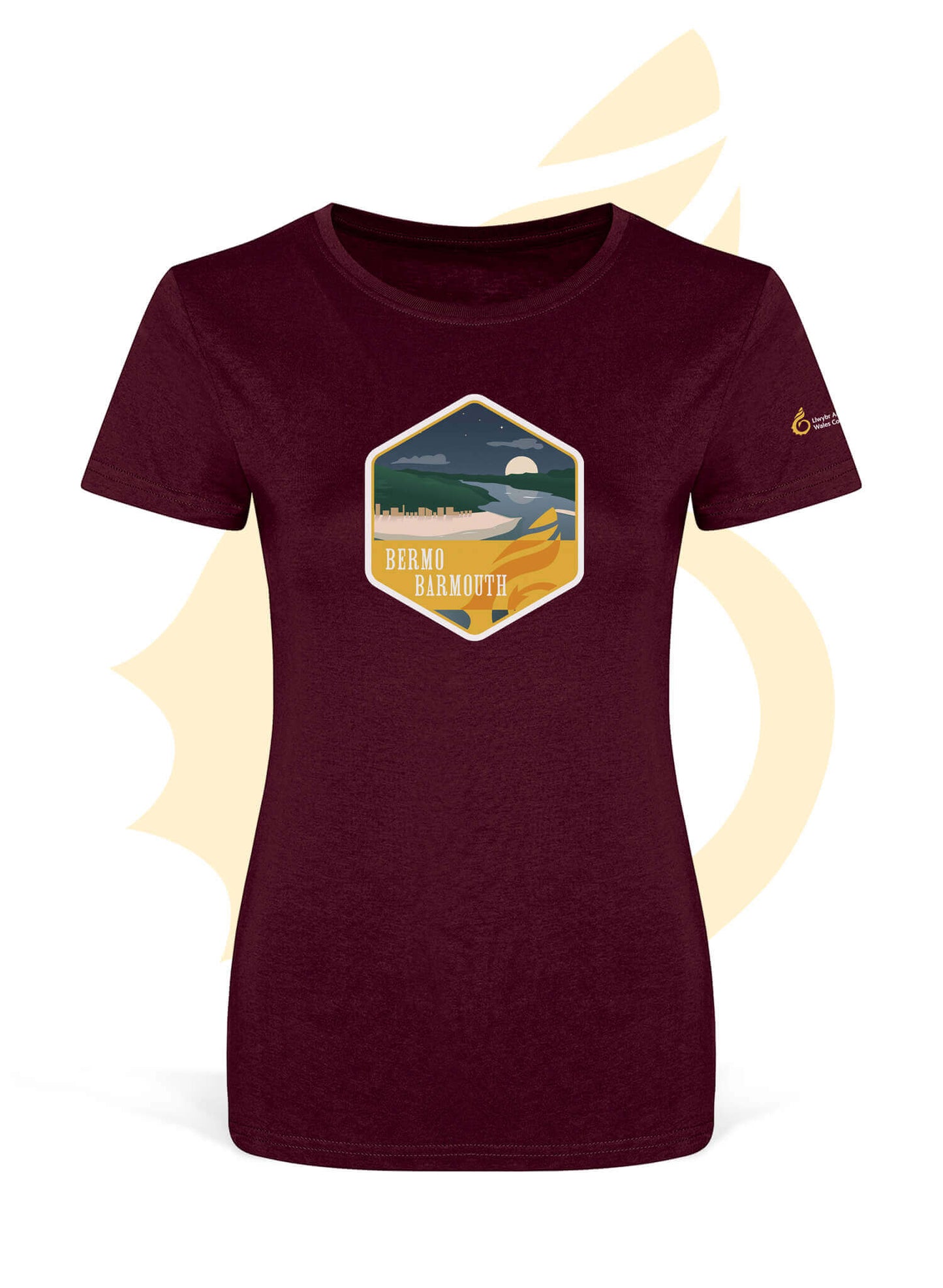 Burgundy Wales Coast Path Barmouth womens fitted t-shirt