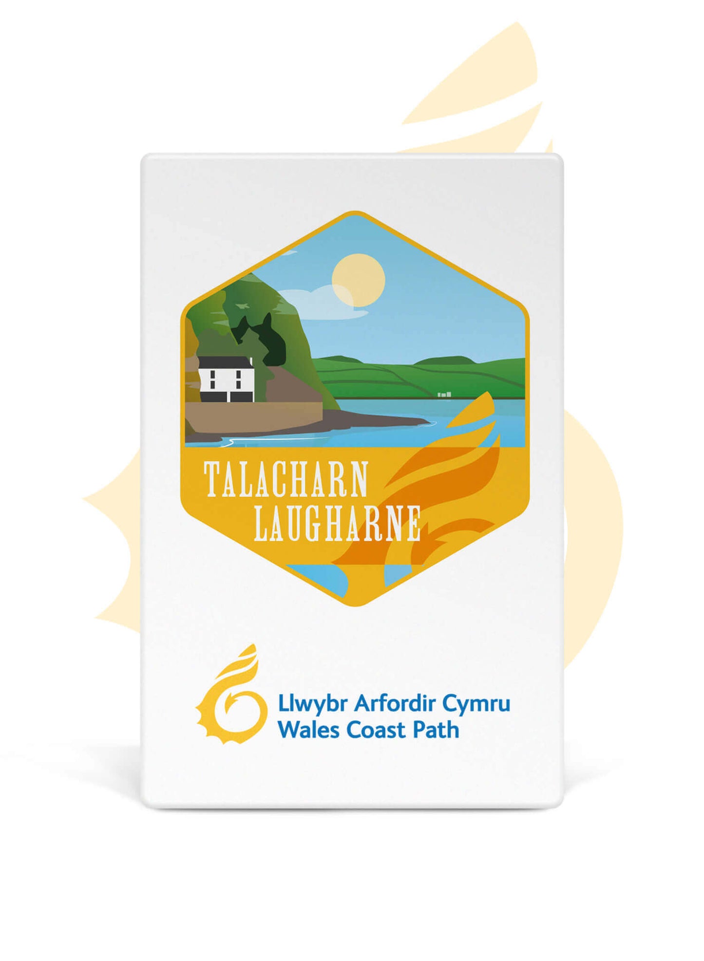Wales Coast Path ceramic fridge magnet with Laugharne design.