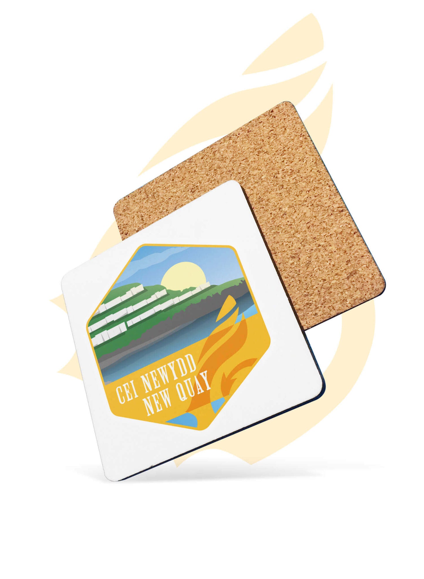 Wales Coast Path New Quay hardwood coaster.