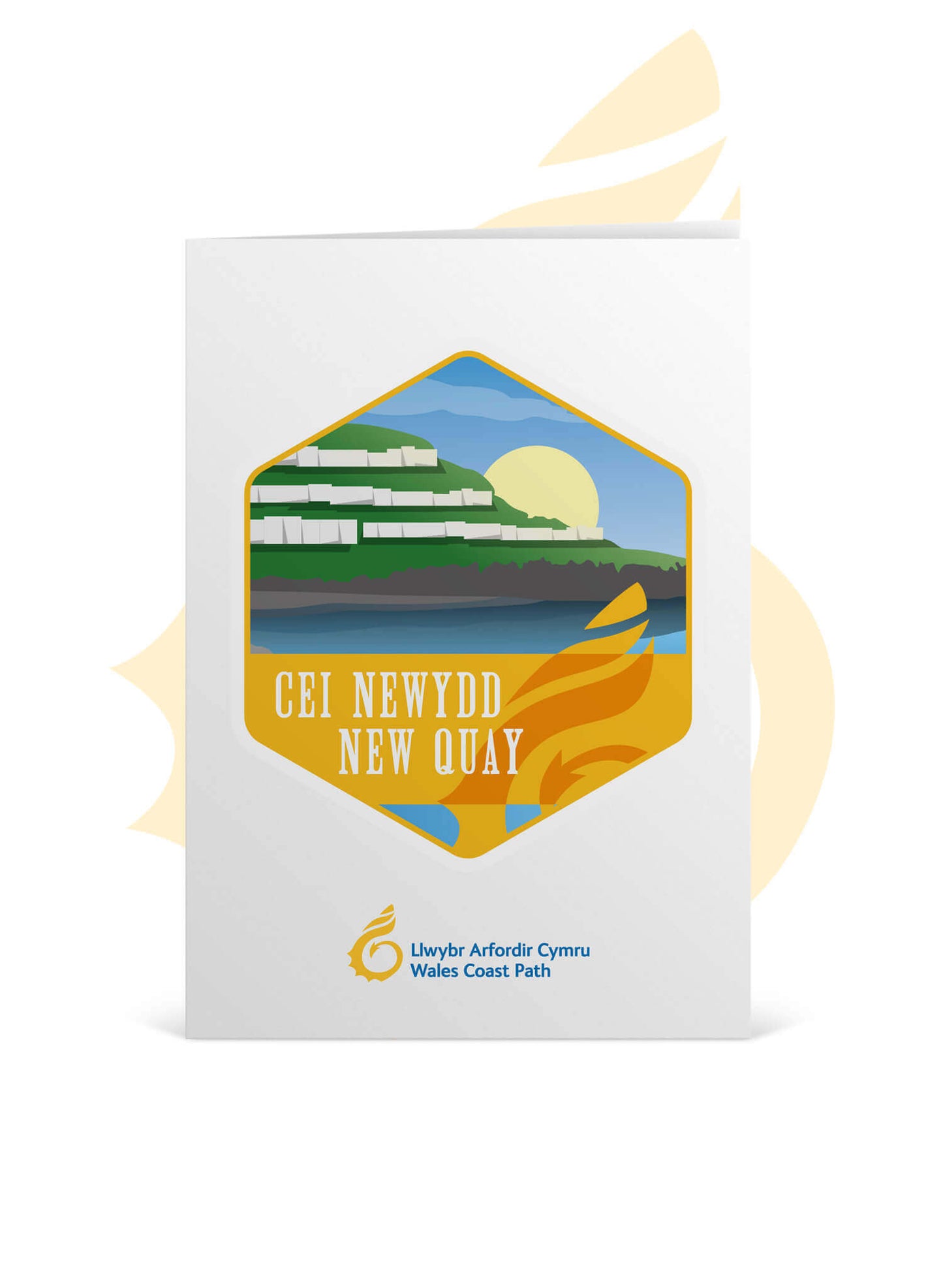 Wales Coast Path greetings card with New Quay design.