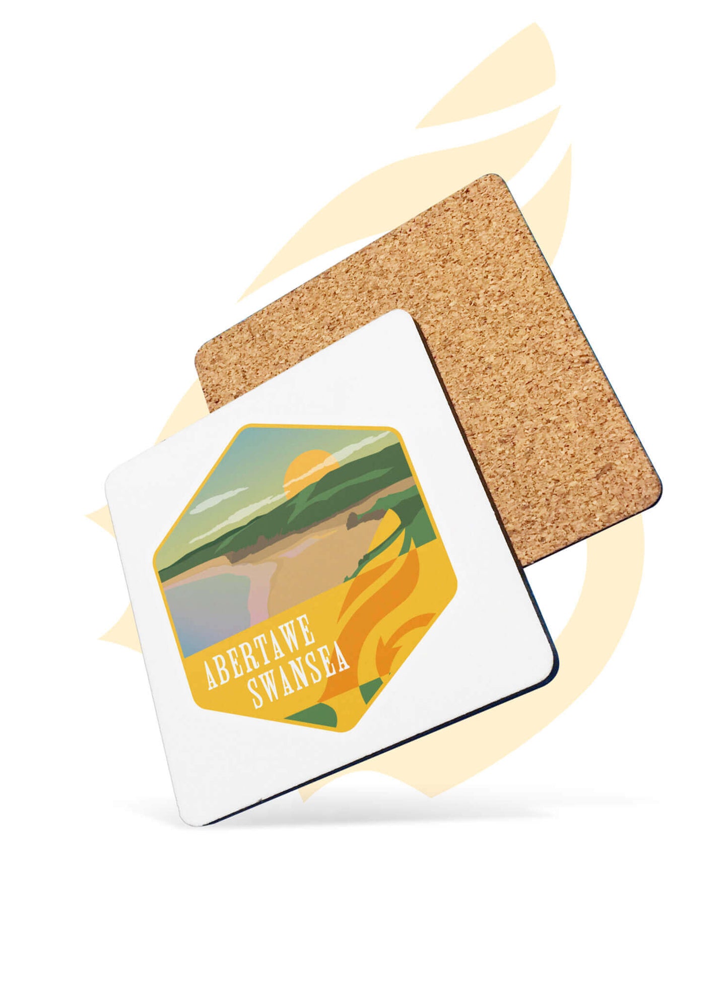 Wales Coast Path drinks coaster with Swansea design.
