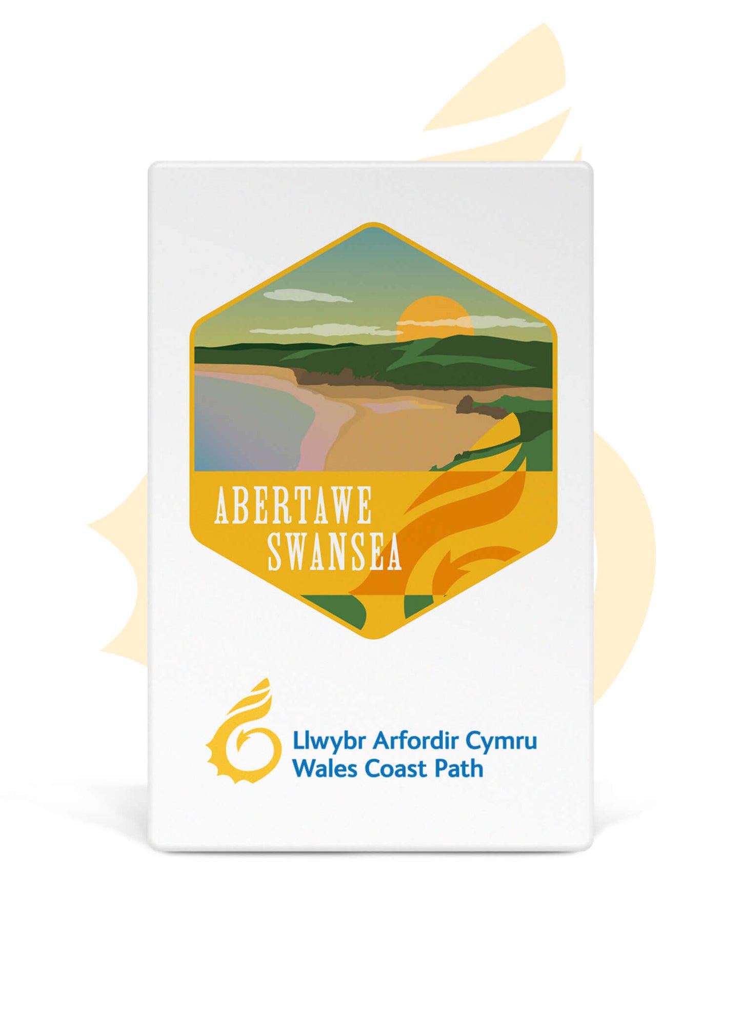 Wales Coast Path ceramic fridge magnet with Swansea design.