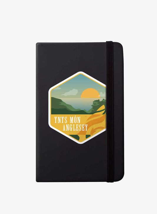 Wales Coast Path black a5 notebook with Anglesey design