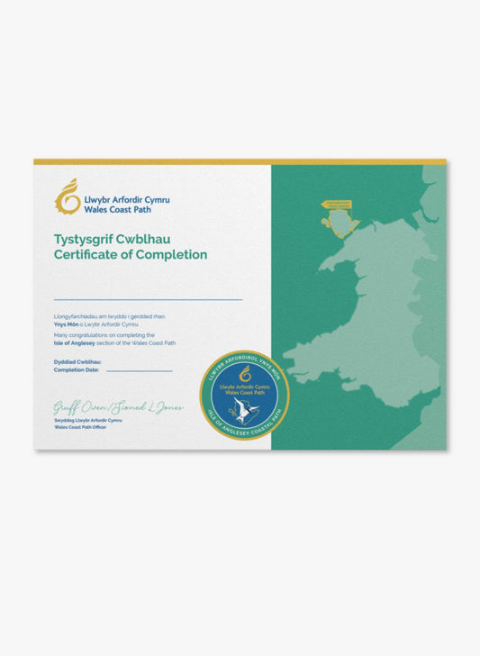 Wales Coast Path Isle of Anglesey Completion Certificate