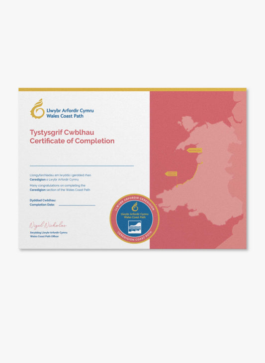 Wales Coast Path Ceredigion Completion Certificate