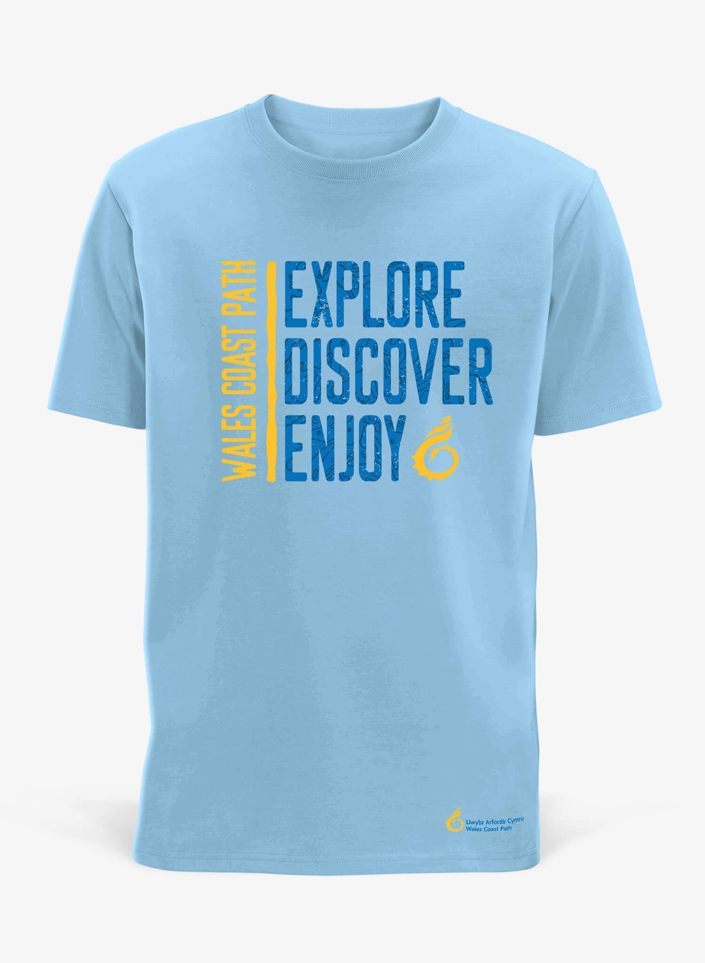 Light blue Explore Discover Enjoy t-shirt - Wales Coast Path
