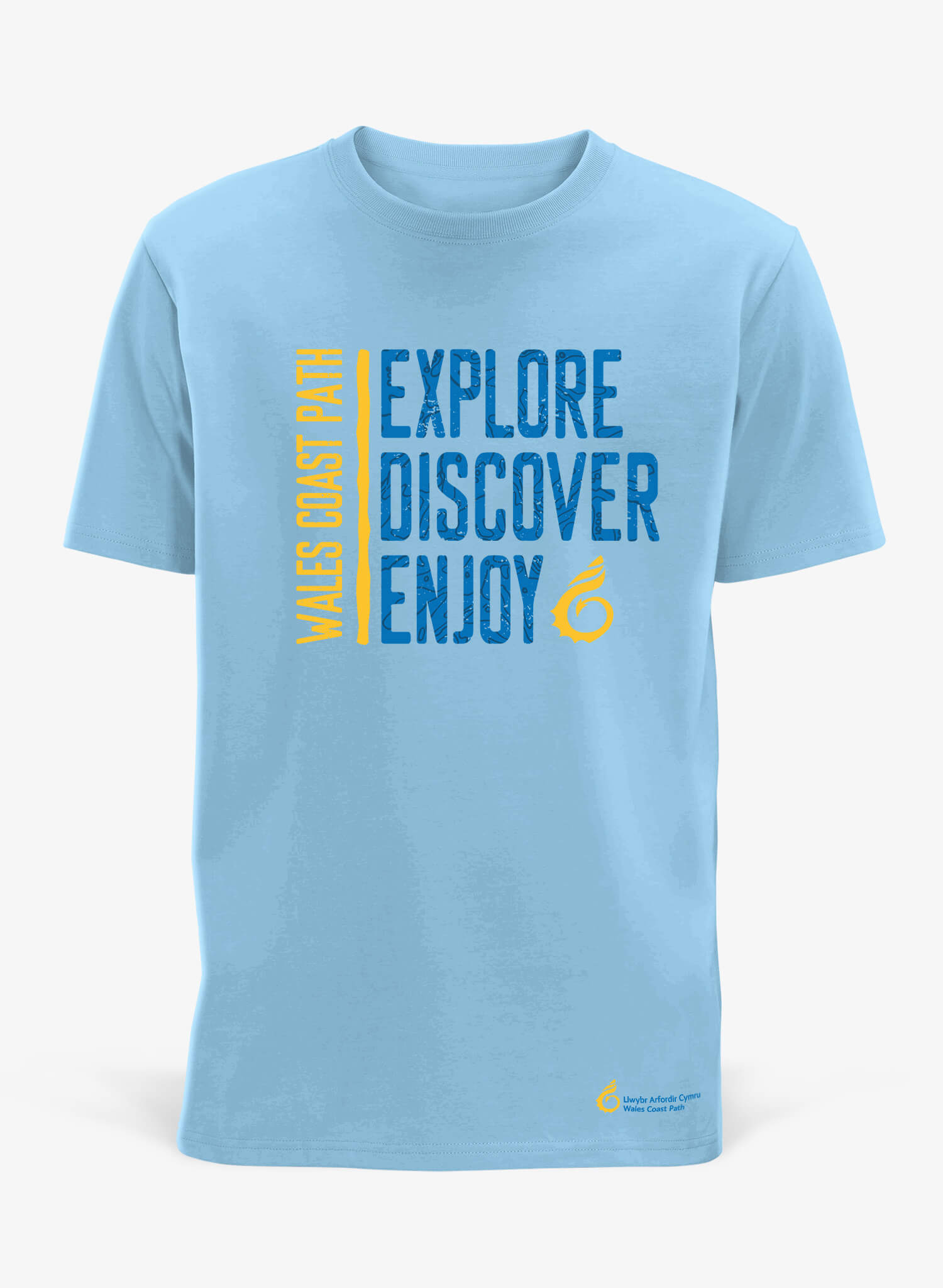 Light blue Explore Discover Enjoy t-shirt - Wales Coast Path