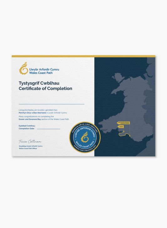 Wales Coast Path Gower and Swansea Bay Completion Certificate