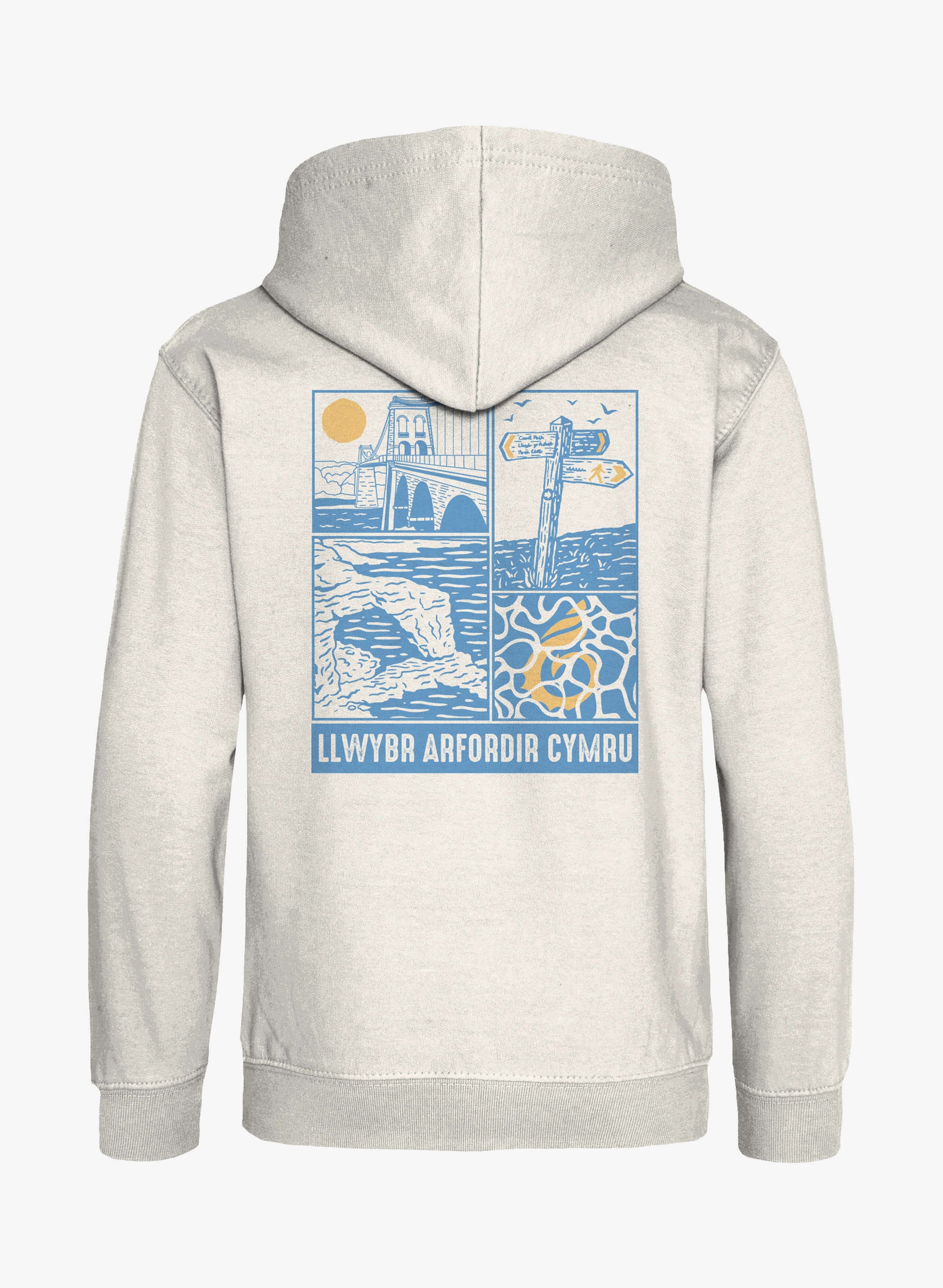 Coastal Scenes Hoodie - Vanilla Milkshake - Back - Welsh - Wales Coast Path