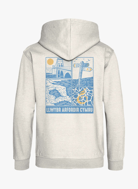Coastal Scenes Hoodie - Vanilla Milkshake - Back - Welsh - Wales Coast Path