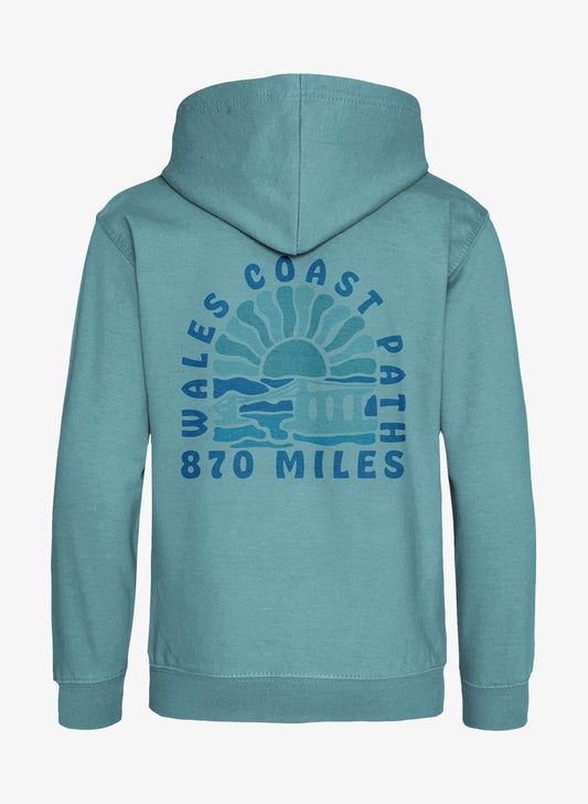 Hazy Sunset Hoodie - Seafoam-Back - Wales Coast Path