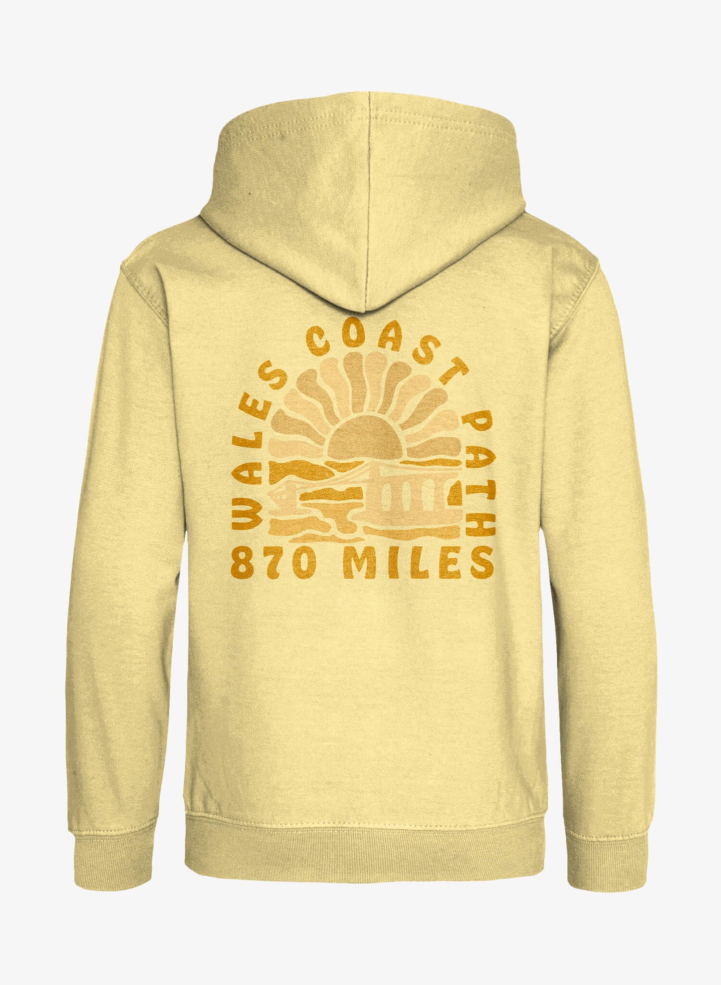 Hazy Sunset Hoodie - Lemon Sherbet - Back - Wales Coast Path
