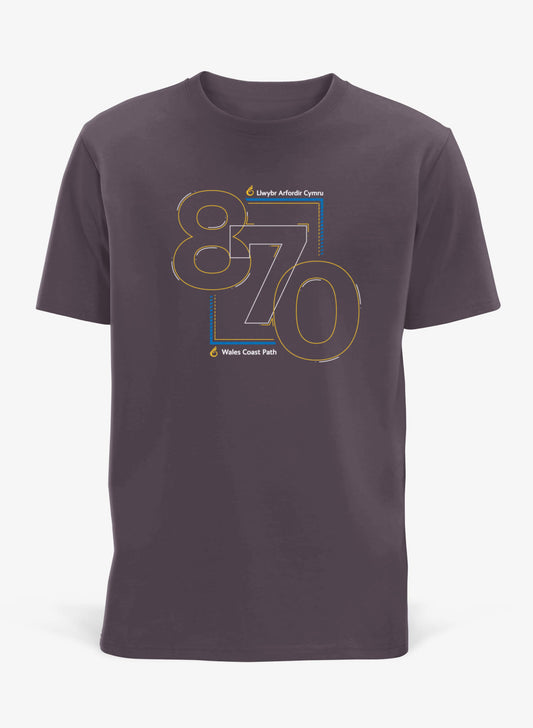 Wales Coast Path 870 design on charcoal unisex t-shirt
