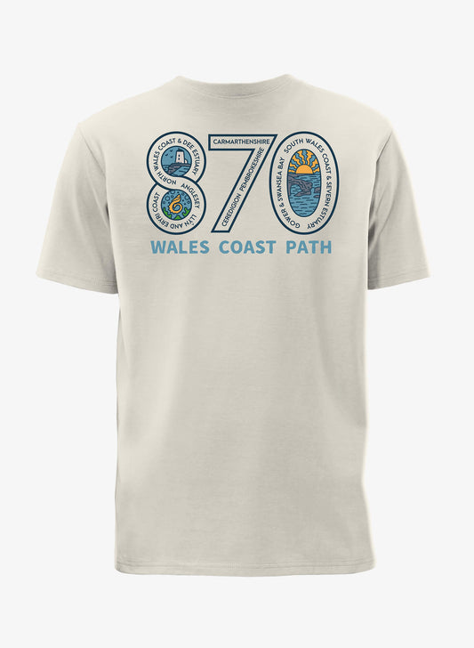870 Miles T-Shirt - Natural - Back - Wales Coast Path