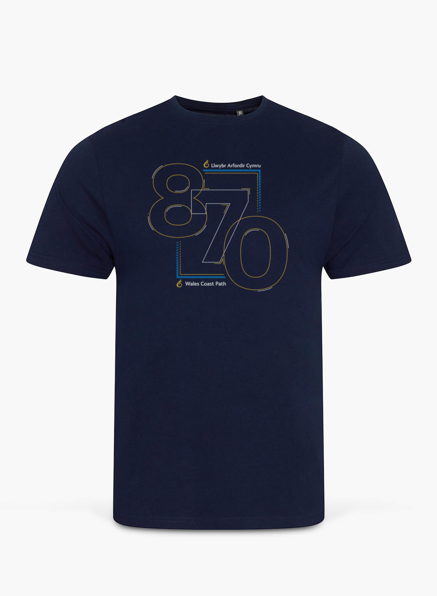 Wales Coast Path 870 design on navy unisex t-shirt