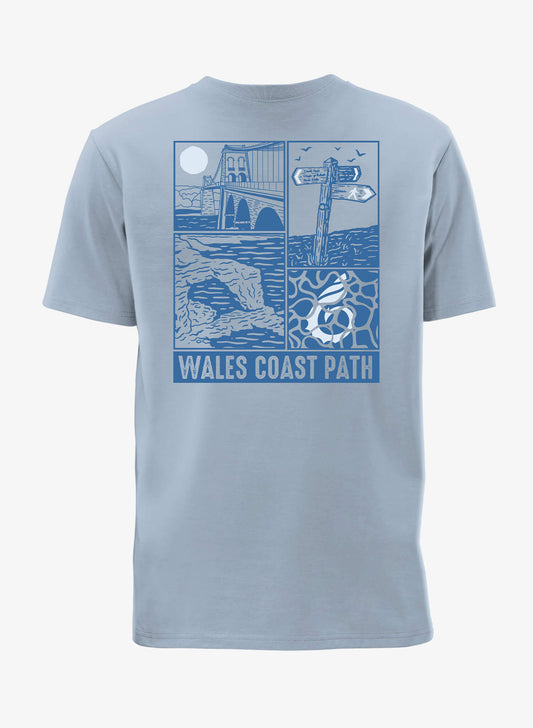 Coastal Scenes T-Shirt - Mineral Blue - Back - Wales Coast Path