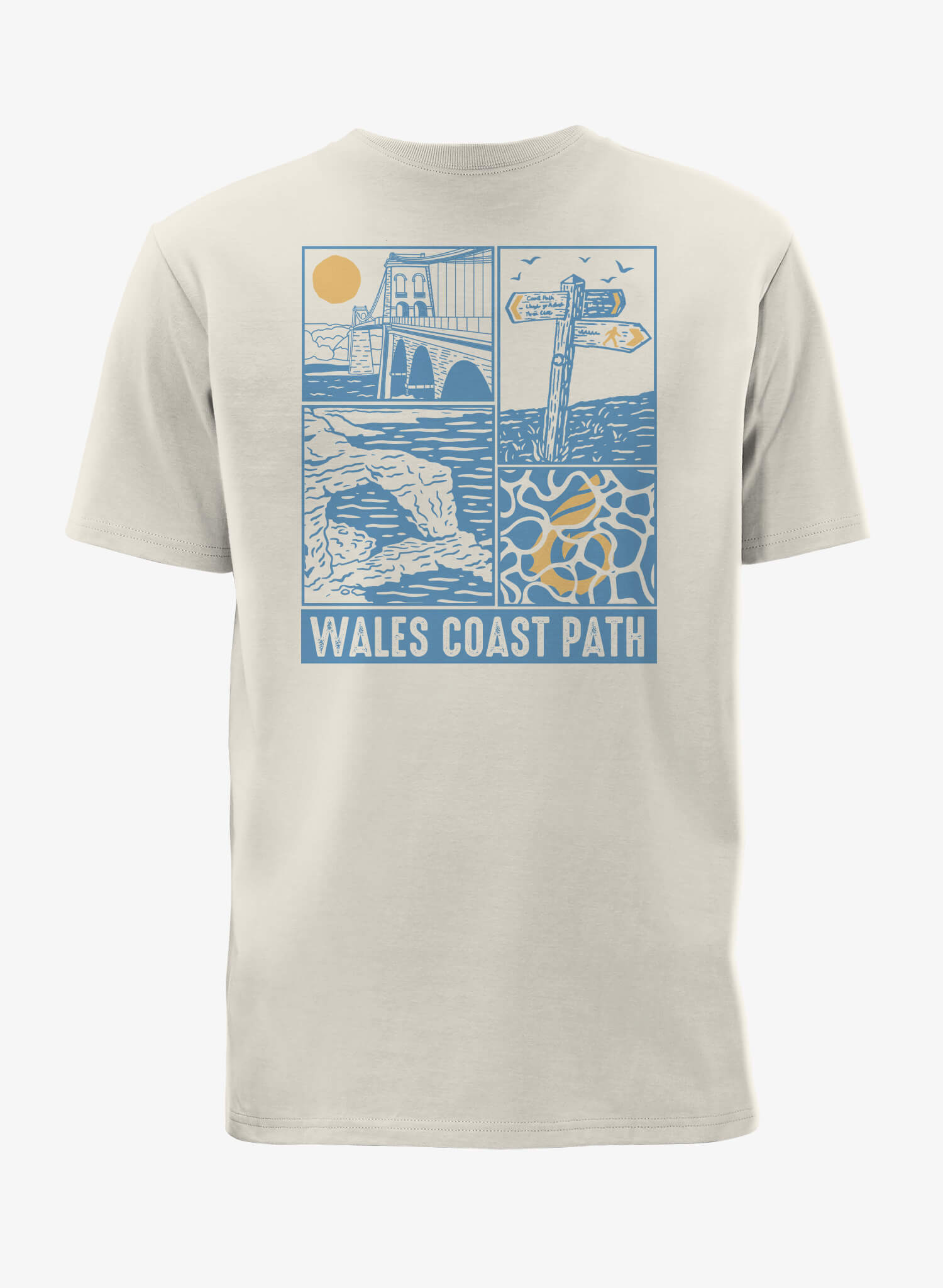 Coastal Scenes T-Shirt - Natural - Back - Wales Coast Path