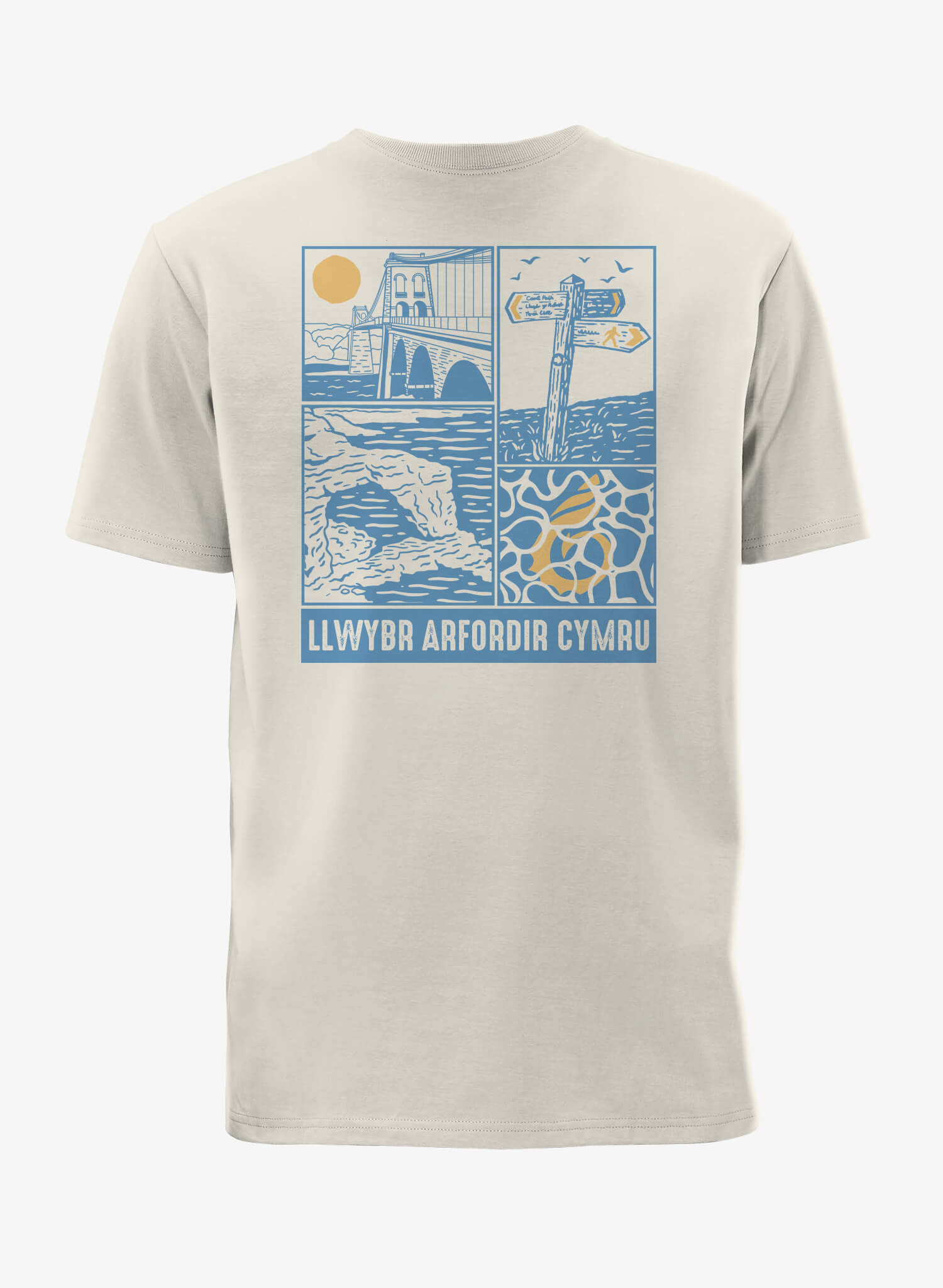 Coastal Scenes T-Shirt - Natural - Back - Welsh - Wales Coast Path