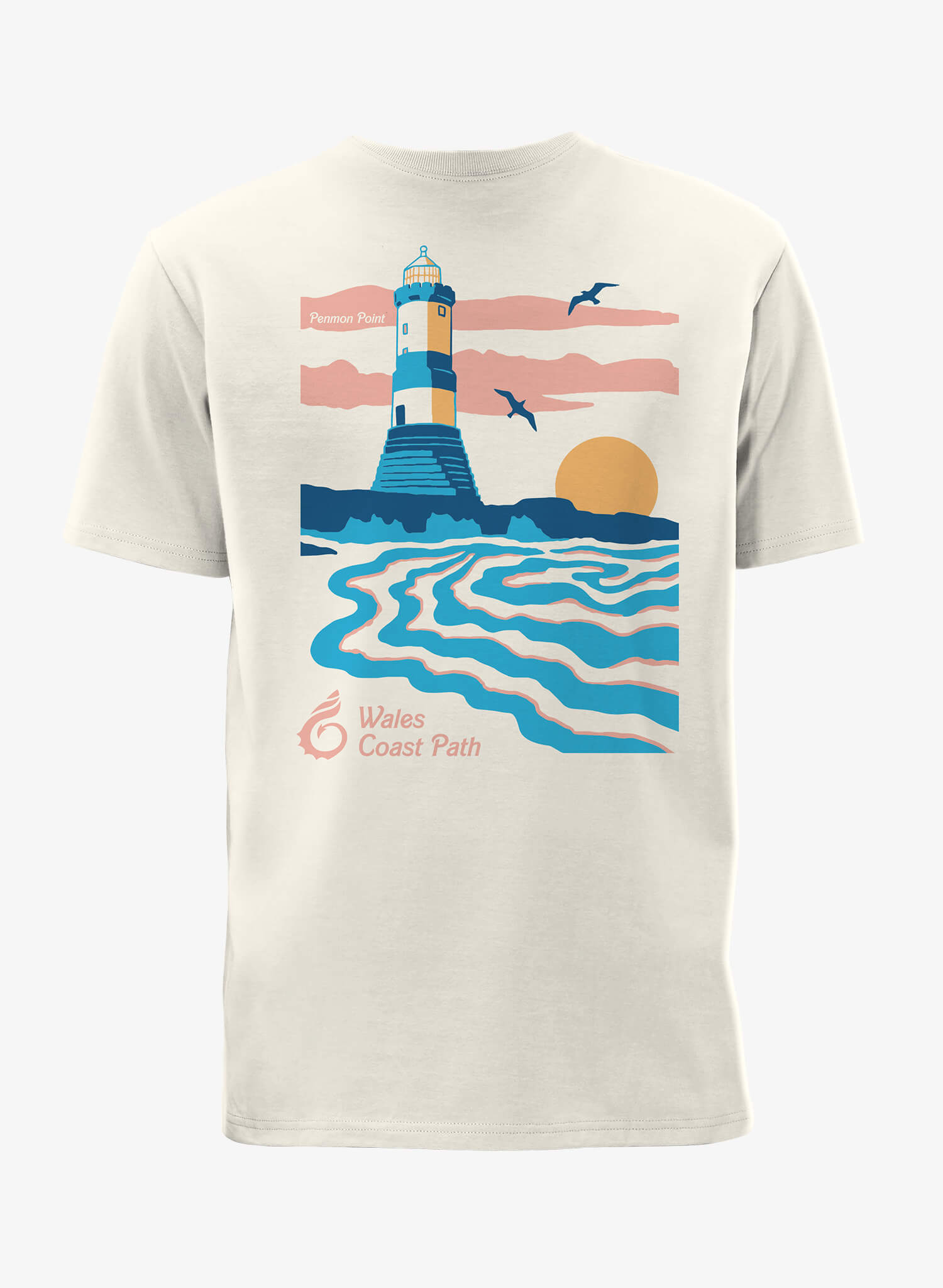 Lighthouse T-Shirt - Natural - Back - Wales Coast Path