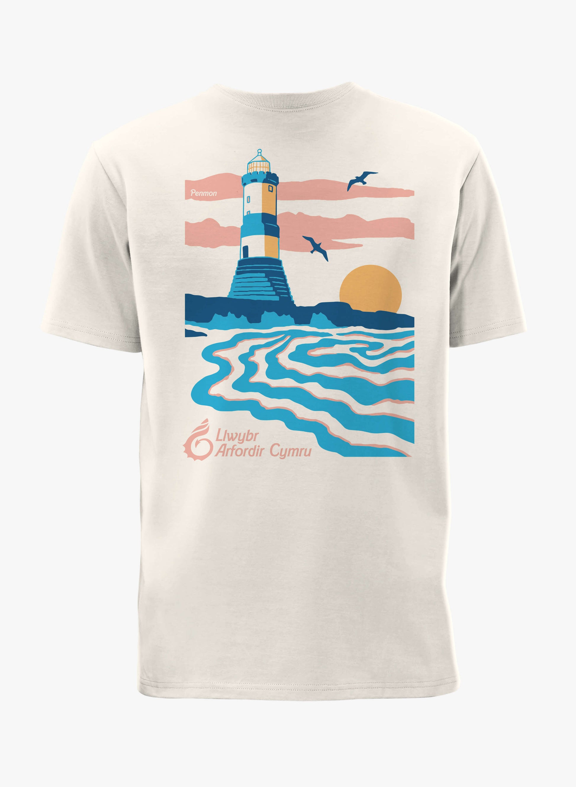 Coastal Scenes T-Shirt - Natural - Front - Welsh - Wales Coast Path