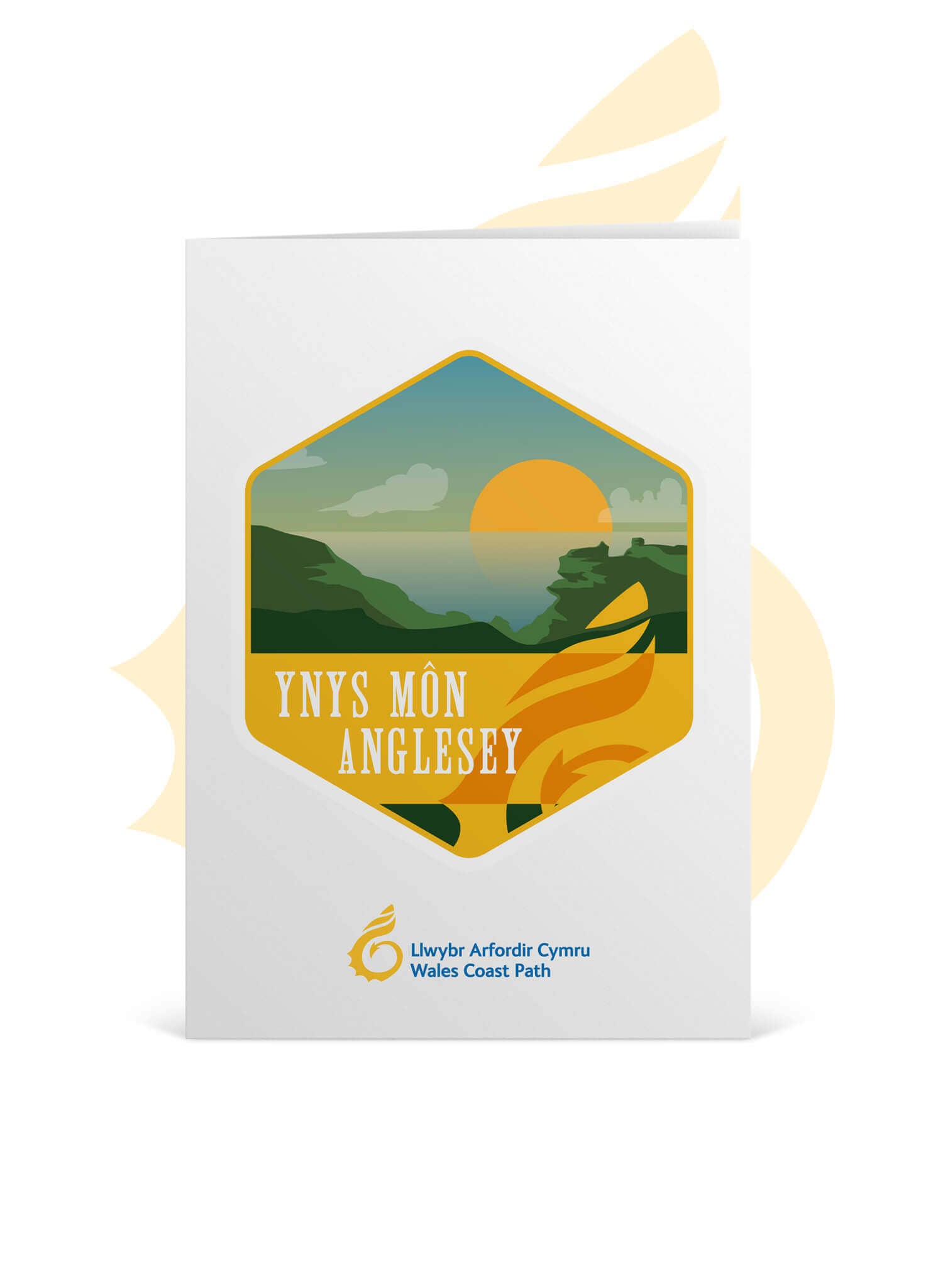 A5 greetings card with Anglesey inspired graphic. Wales Coast Path.