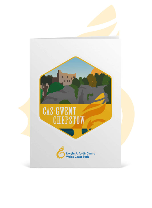 Wales Coast Path greetings card with Chepstow design