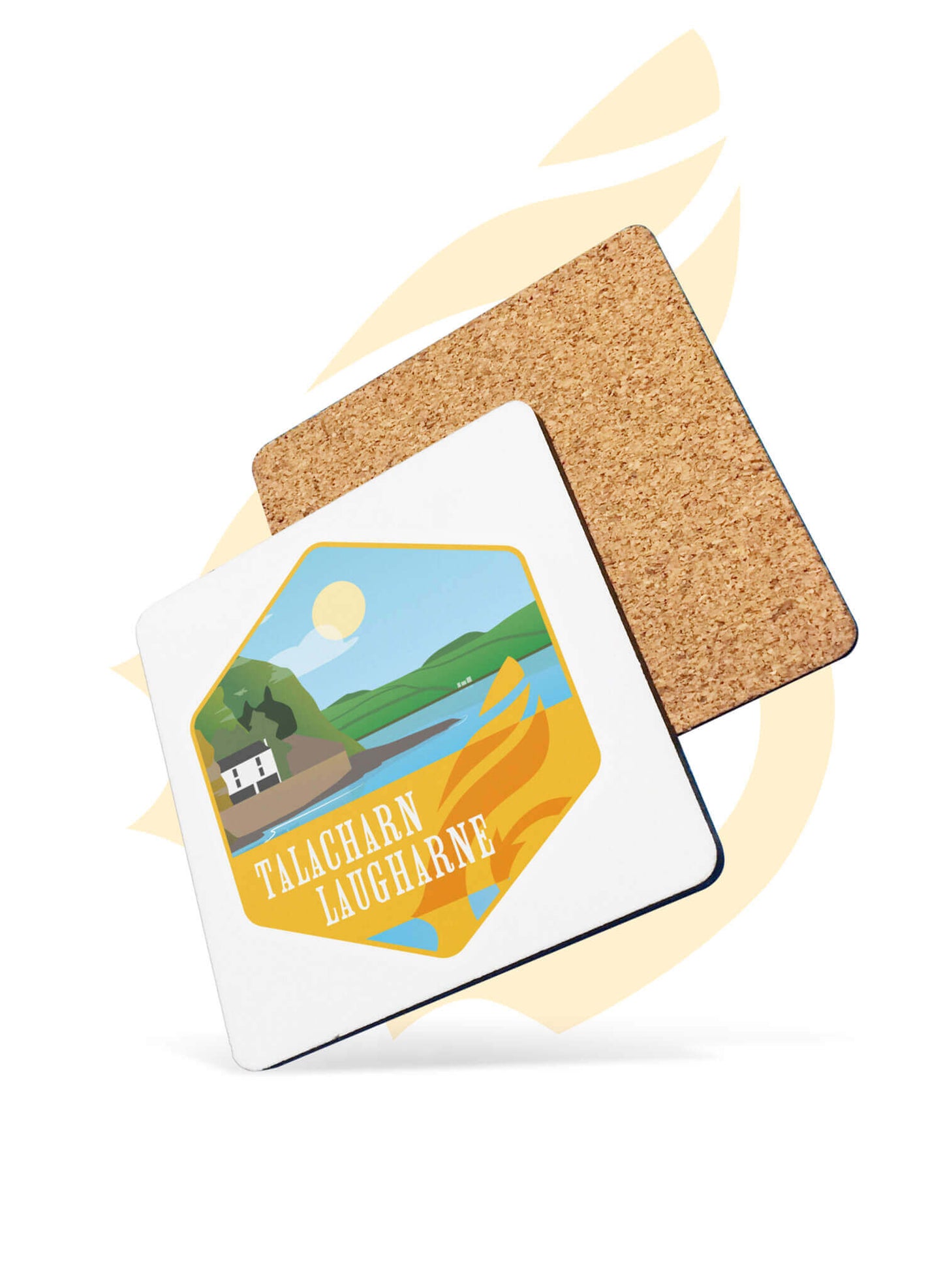 Wales Coast Path drinks coaster with Laugharne design.