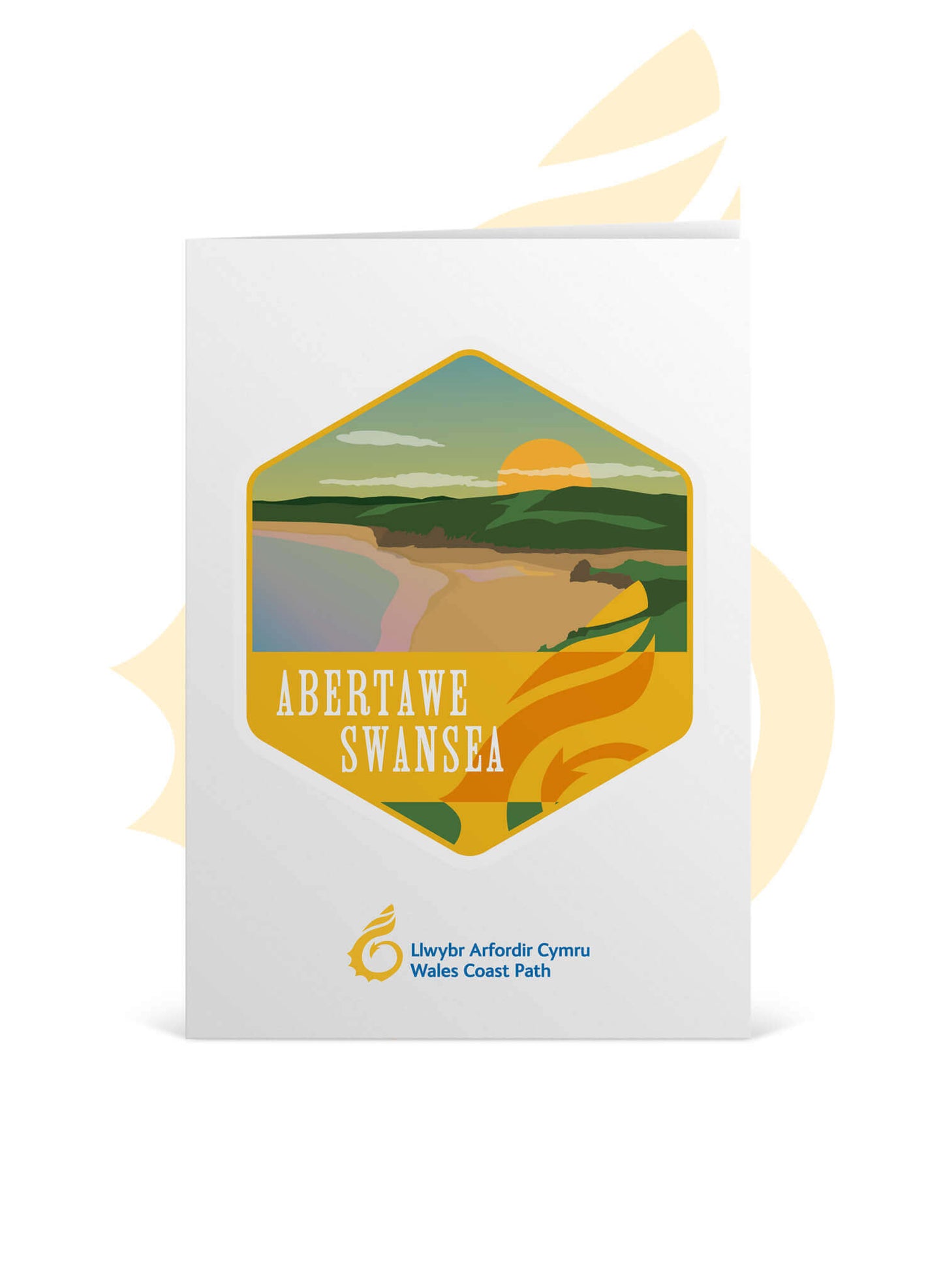 Wales Coast Path greetings card with Swansea design