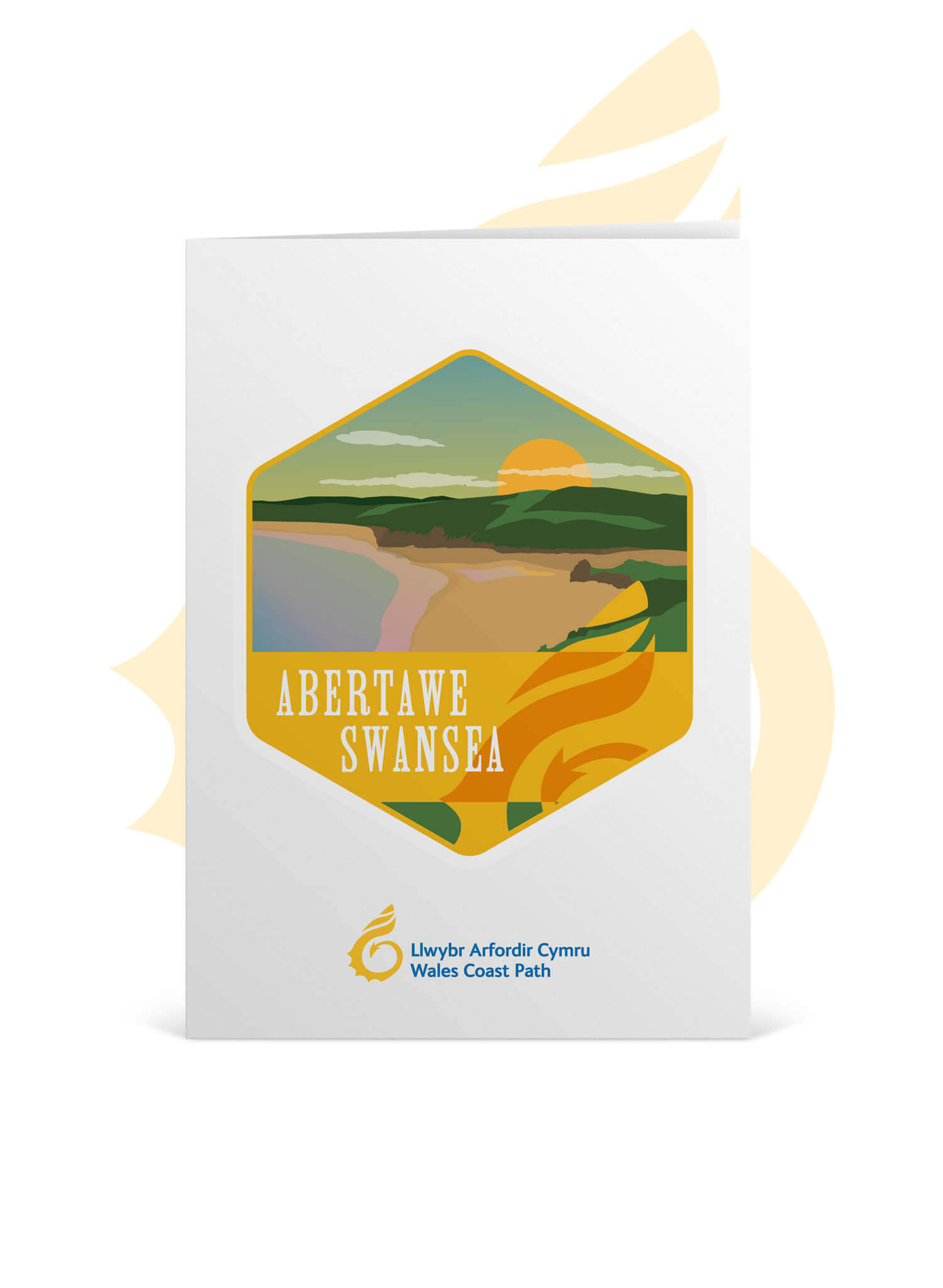 Wales Coast Path greetings card with Swansea design