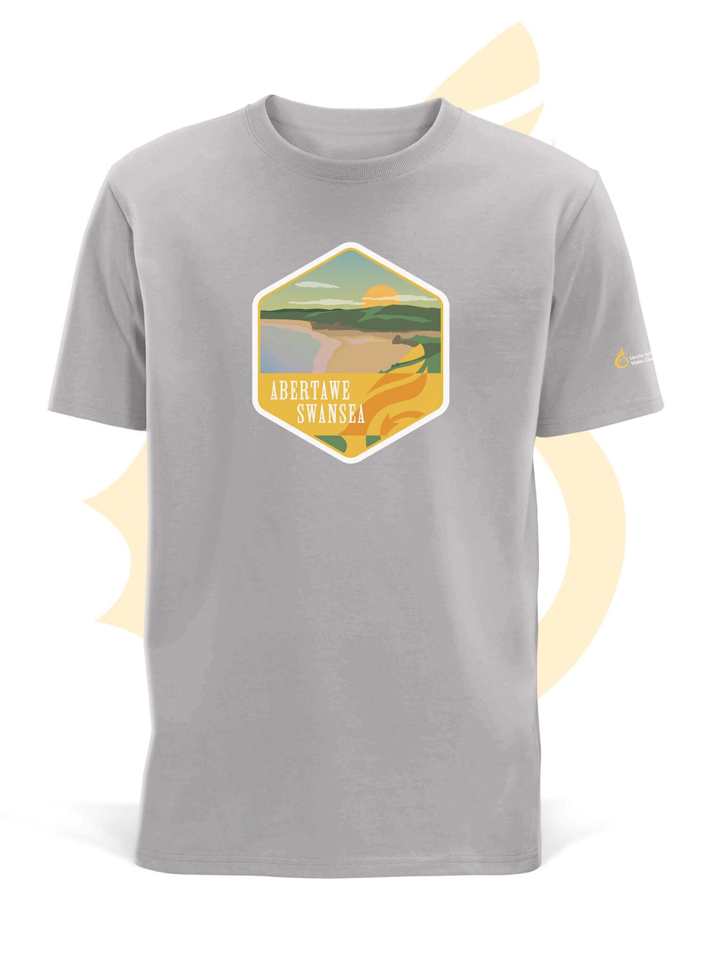 Wales Coast Path organic cotton t-shirt with Swansea design.