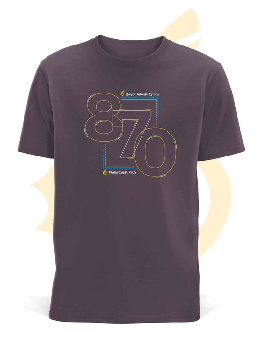 Wales Coast Path 870 design on charcoal unisex t-shirt