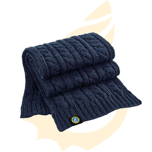 WCP Cable Knit Scarf - Navy - Wales Coast Path