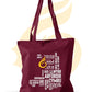 burgundy cotton shoper bag featuring place names from the Wales Coast Path