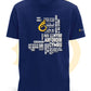 Navy unisex t-shirt featuring place names from the Wales Coast Path.
