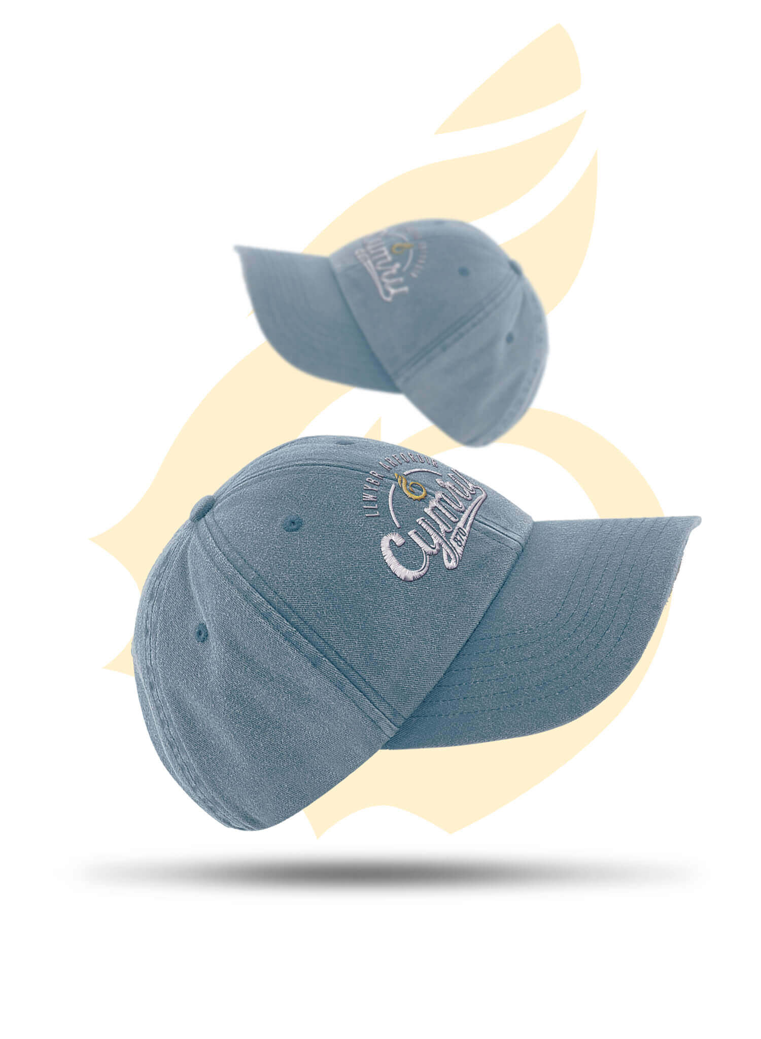 Wales Coast Path 100% cotton vintage style light denim baseball cap.