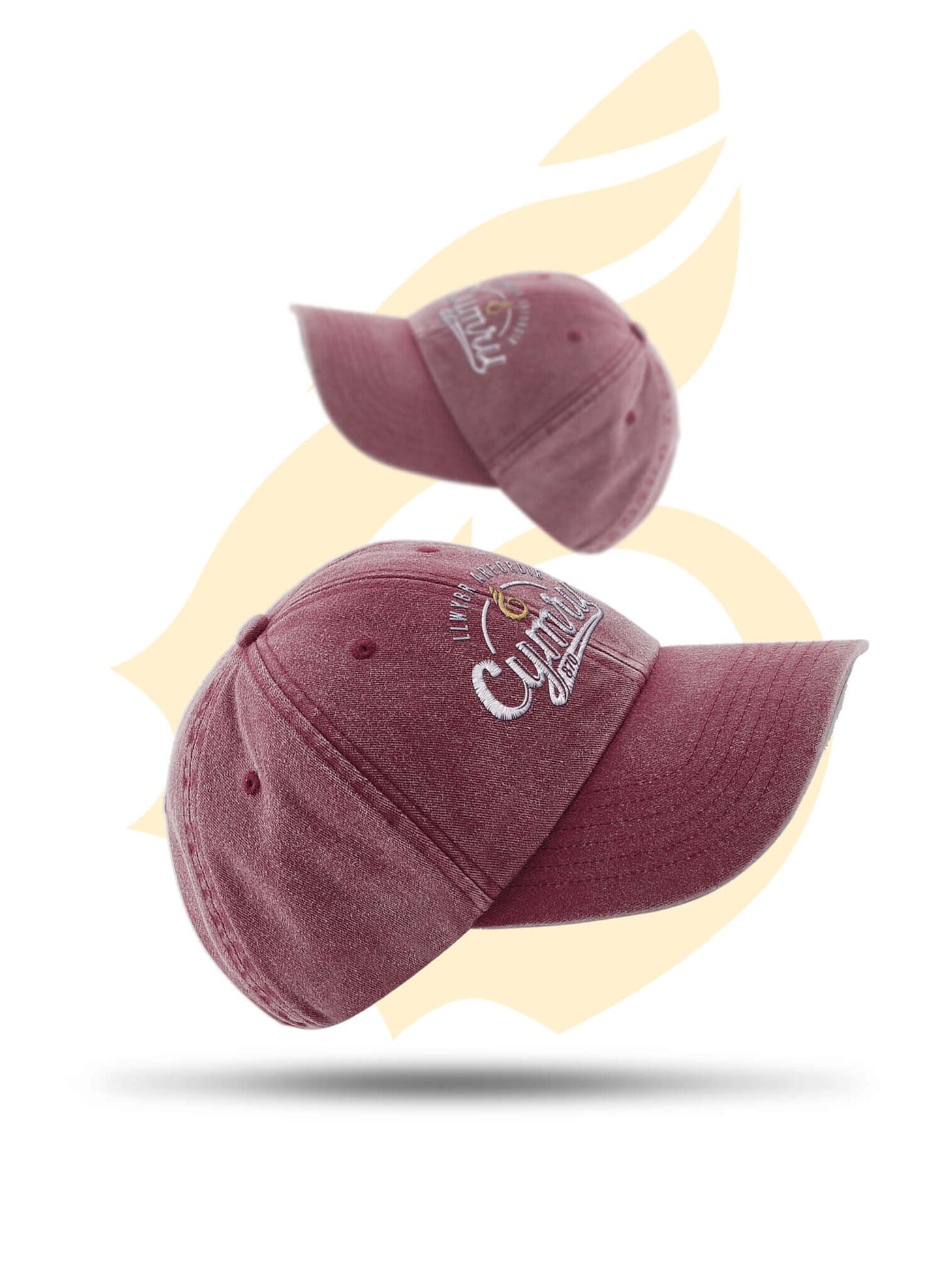Wales Coast Path 100% cotton vintage style red baseball cap.