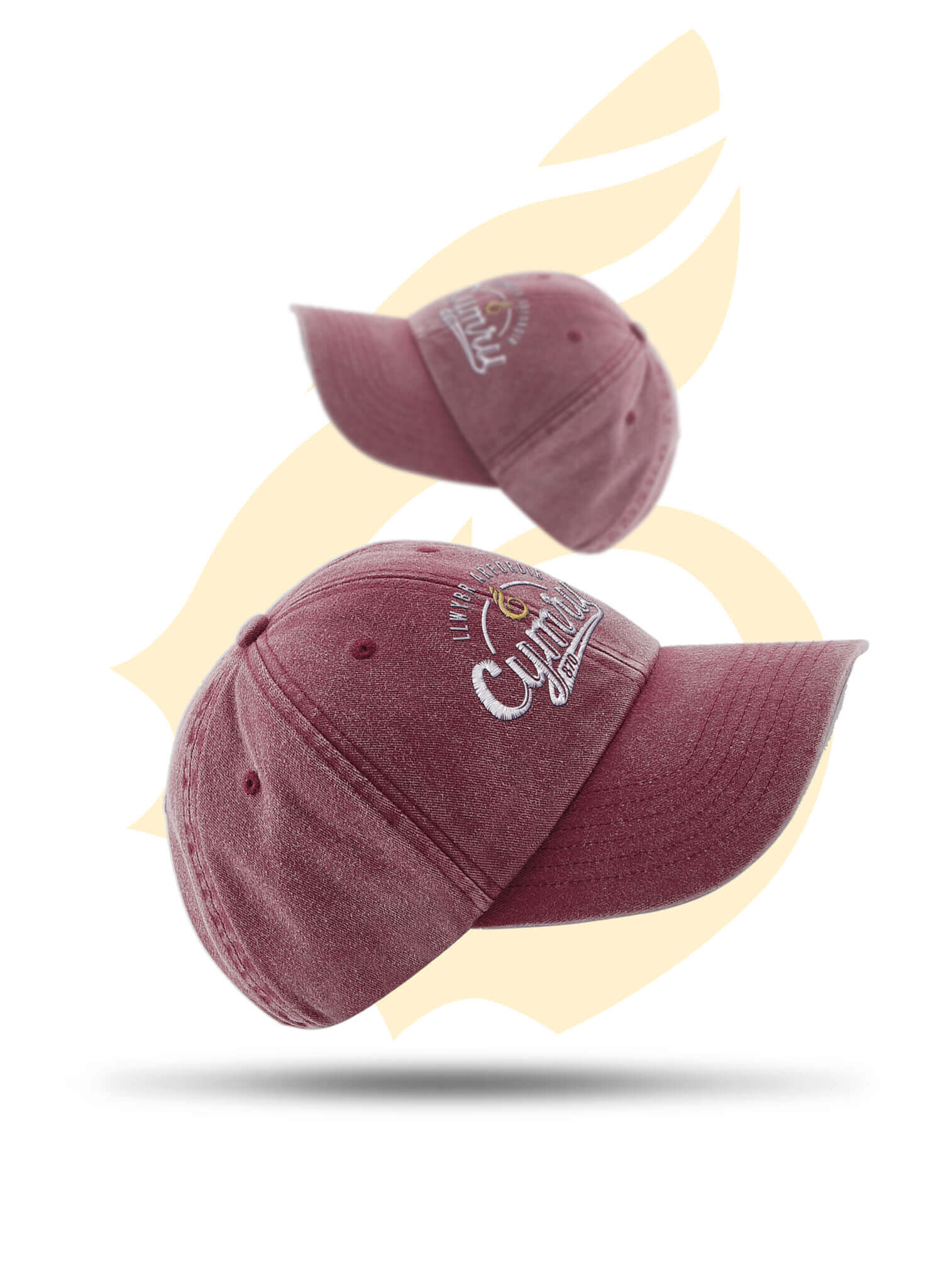 Wales Coast Path 100% cotton vintage style red baseball cap.